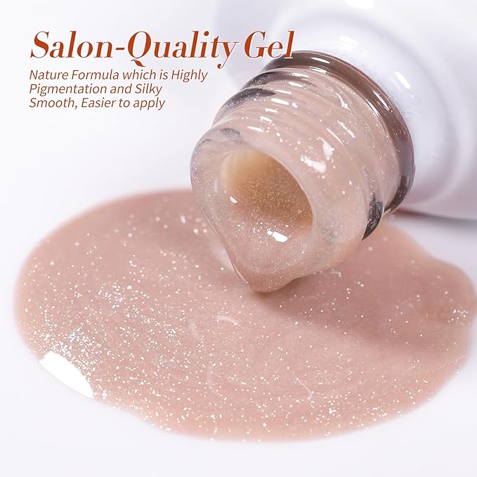 Born Pretty Gel Nail Polish Nude Pink Series,Jelly Transparent,Cat Magnetic Eye,Shimmer Glitter Holographic Nude Pink Gel Polish Kit for Salon Manicure and Nail Art DIY at Home 6Colors-BrightBean Baby