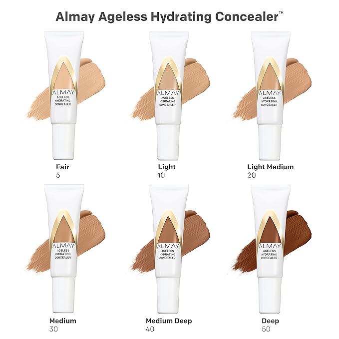 Almay Anti-Aging Concealer, Face Makeup with Hyaluronic Acid, Niacinamide, Vitamin C & E, Hypoallergenic-Fragrance Free, 050 Deep, 0.37 Fl Oz (Pack of 1)-BrightBean Baby