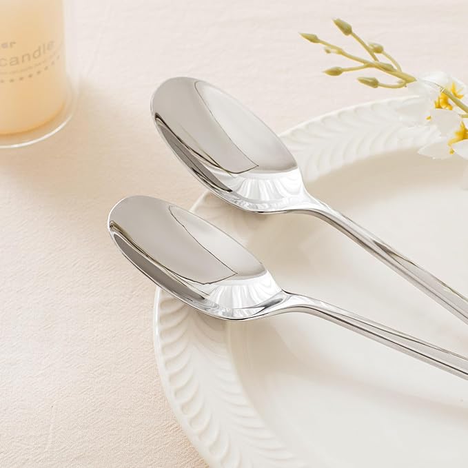 KINGSTONE Dinner Spoon Set, 12-Piece Tablespoons Silverware Spoons, Premium Food Grade Stainless Steel Spoons, Mirror Finish & Dishwasher Safe, Use for Kitchen, Home, Wedding, Party