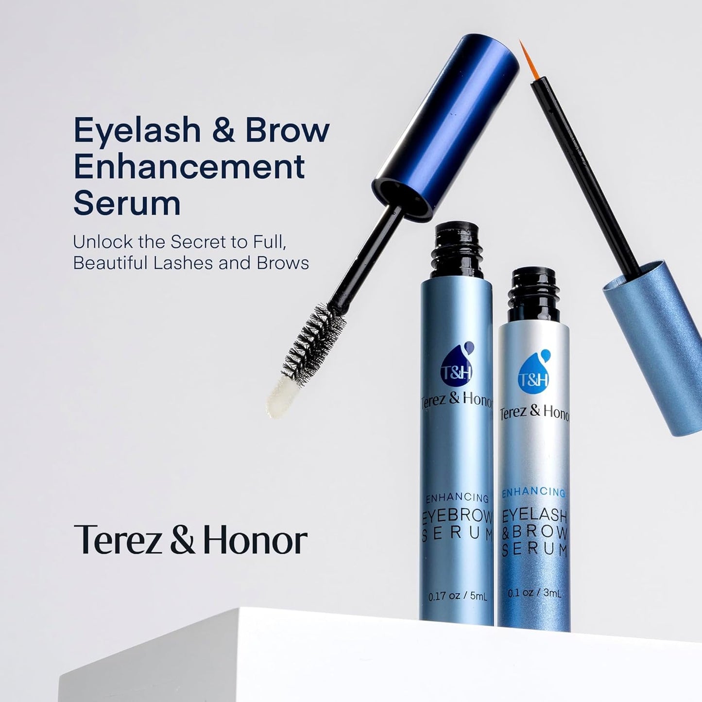 Natural Eyelash Serum with Eyebrow Serum Set - Boost Eyelash Growth Enhancer for Longer, Thicker, Fuller-Looking Lashes and Brows - Gentle & Effective Formular [3 mL + 5mL]-BrightBean Baby