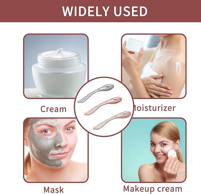 NIIIYTYB3 Pcs Eye Cream Applicator Tool Metal Eye Massager Wand 2 in 1 Zinc Alloy Roller for Under Eye Face Applicator Moisturizer Wand Stick with Spatula Mini Skincare Cosmetic Spatulas-BrightBean Baby