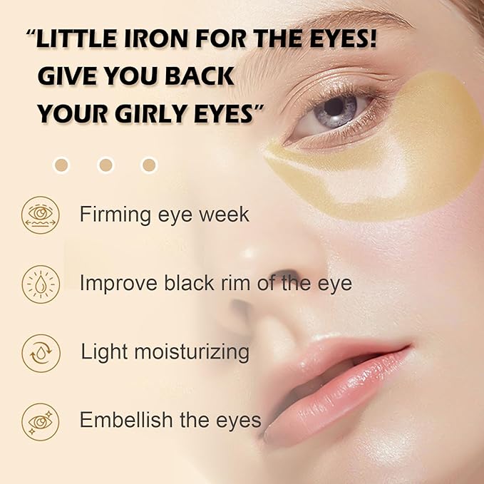 24k Gold Under Eye Patches,60PCS Collagen Eye Masks for Puffy Eyes,Dark Circles,Reduce Wrinkles,Natural Refresh Revitalizing Eye Skin Care Products-BrightBean Baby