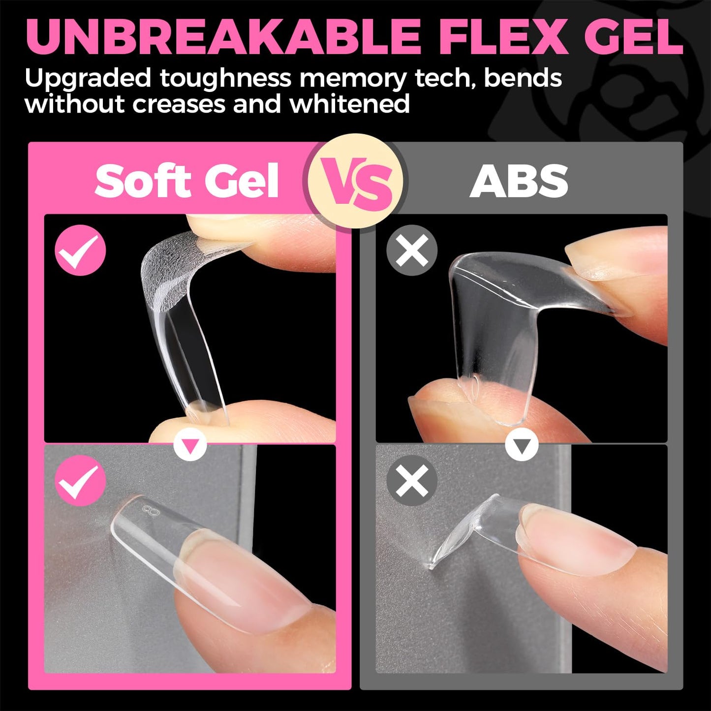 UNA GELLA Long Coffin Nail Tips, 504pcs Pre-Shape Fake Nails Half Matte Full Cover Acrylic Gel Nail Tips Clear Long Coffin Press On Nails Home DIY Extension 12 Sizes Gelly Tips-BrightBean Baby