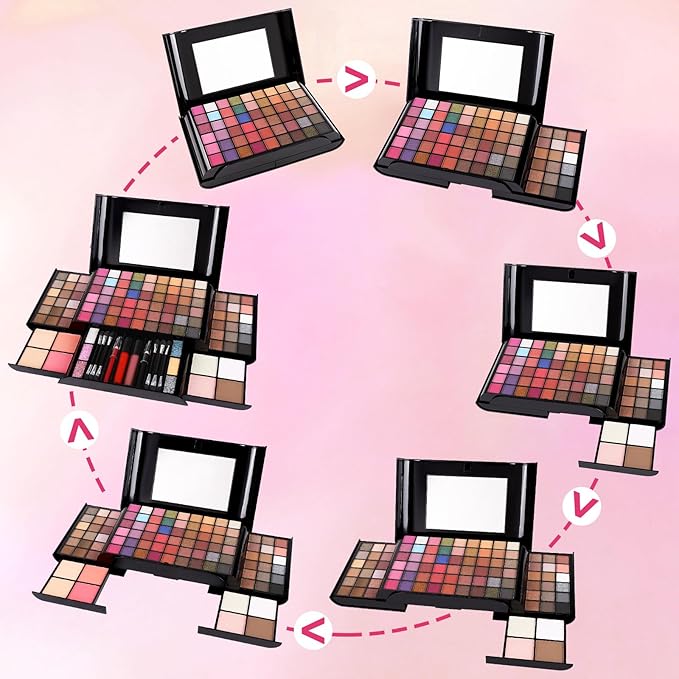 All In One Professional Makeup Kit Include Eyeshadow Palette Blushes Compact Bronzing Highlighter Powder Glitter Lipliner Eyeliner Pencil Brushes with Mirror Make Up Set Christmas Gifts For Women Girl-BrightBean Baby