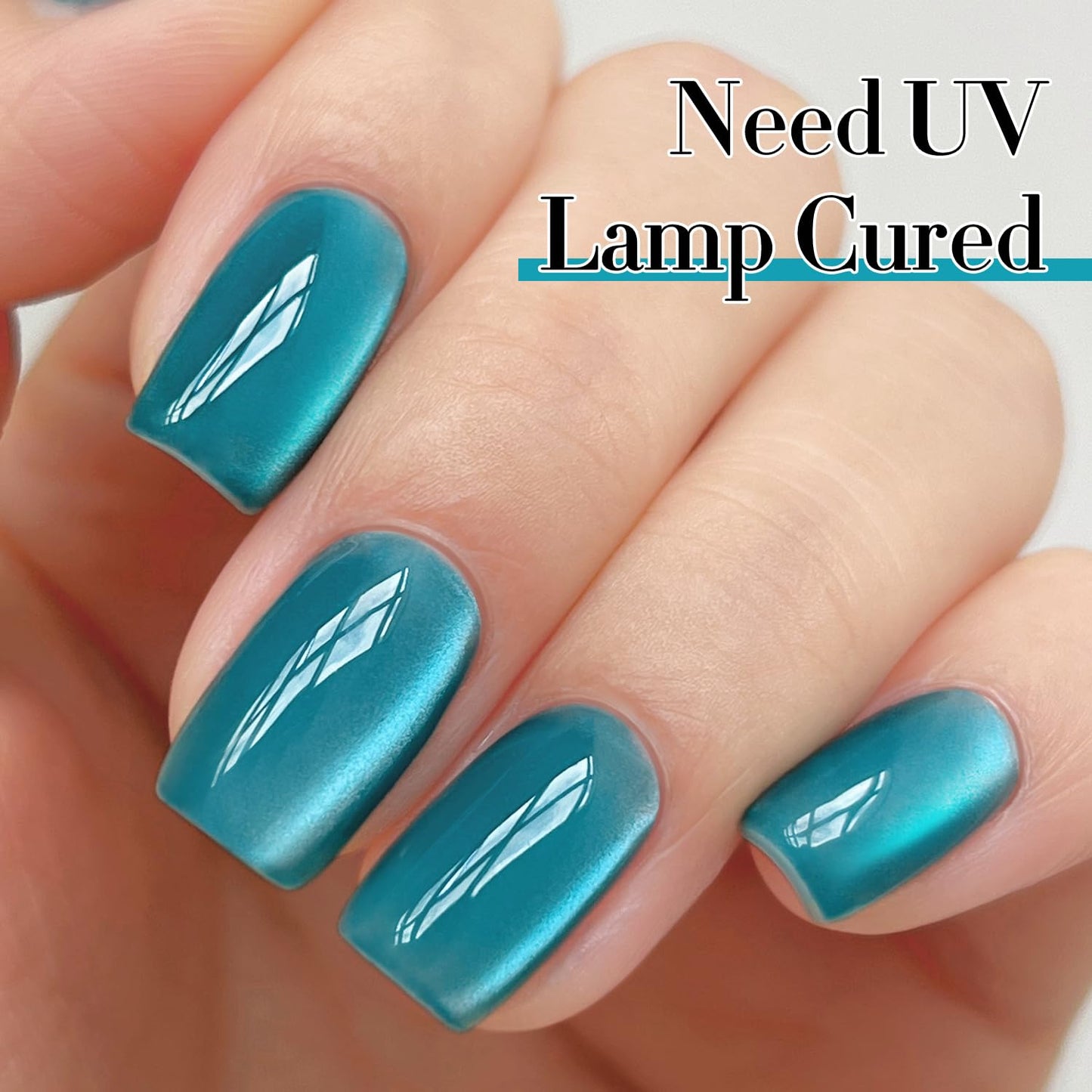 Double Rhythm Jelly Glass Cat Eye Gel Polish with Magnet 15ML Holographic Glitter Shimmer Translucent Sheer Color Magnetic Polish Salon DIY at Home (Jelly Teal-MC1120)-BrightBean Baby