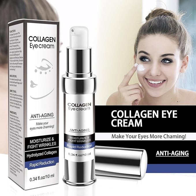 Eye Cream, Collagen Under Eye Treatment Gel, Moisturizing Anti Aging Wrinkle, Reduce Dark Circles, Puffiness Bags, Fine Lines, Skin Firming, Lifting Brightening Under and Around Eyes Women Men-BrightBean Baby