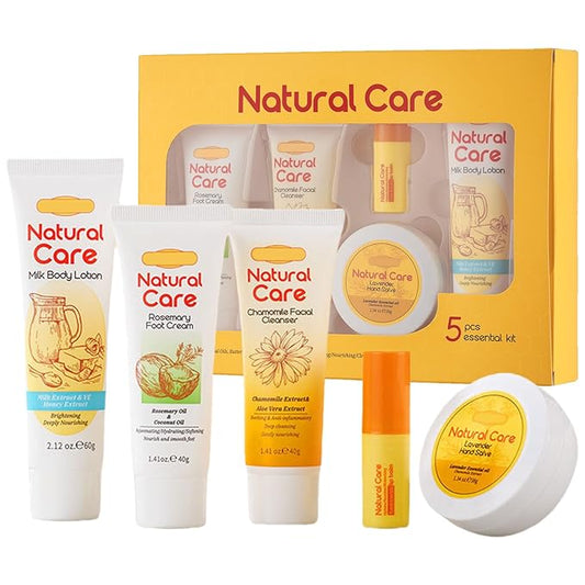 facial skin care set - facial gift sets for women - mini skincare products - body lotion, foot cream, cleanser, lip balm, hand salve-BrightBean Baby