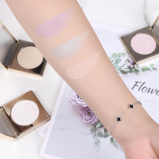 Face Highlighters Exquisite 3D Texture Luminizers Palette, Shiny Contour Makeup Illuminator for Body Cheek Eyebrow Nose Chin Lip Glossy Shimmer Contouring Palette-BrightBean Baby