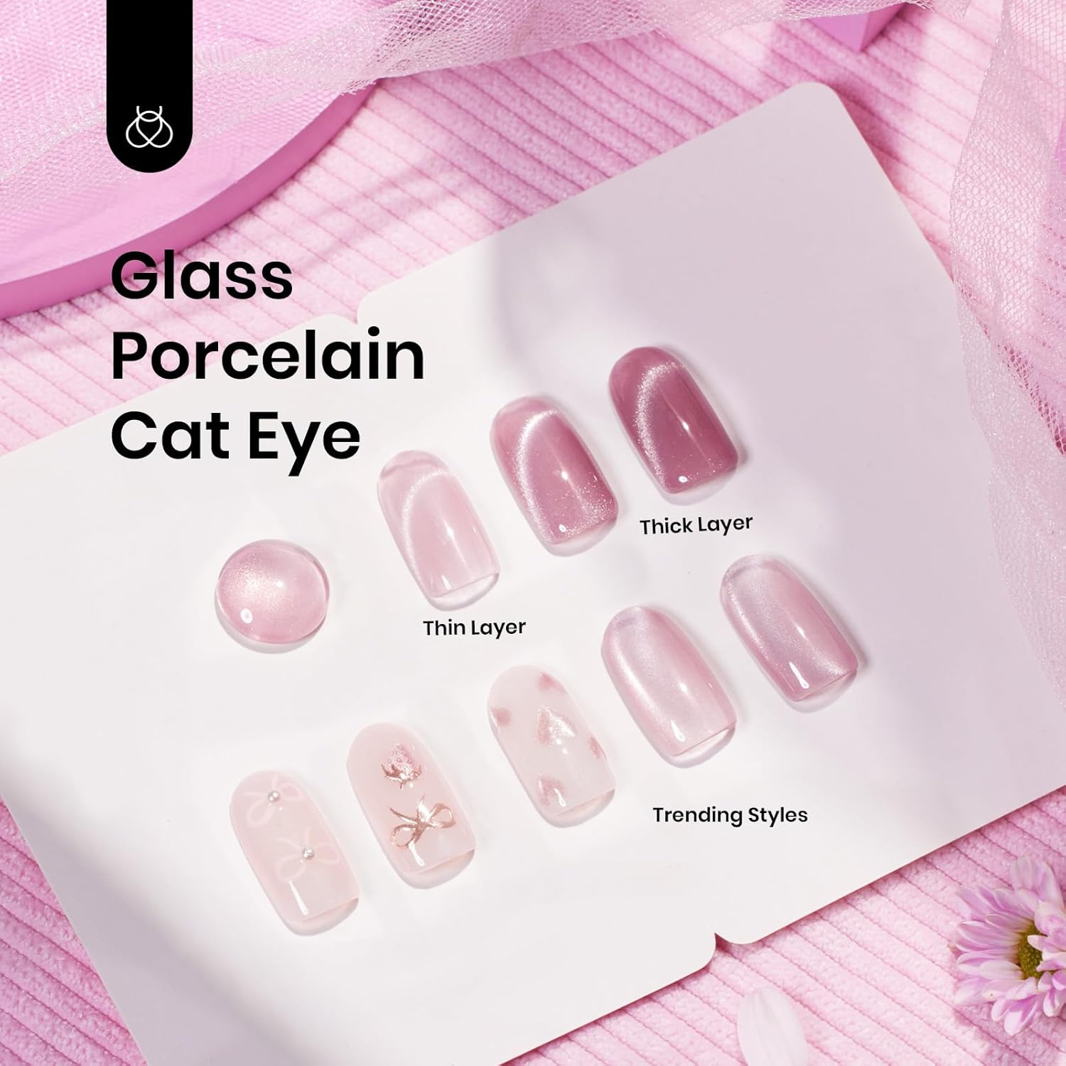 Beetles Cat Eye Gel Nail Polish, 15ML Pink Cat Eye Glitter Gel Nail Polish Holographic Pink Cat Eye Magnetic Reflective Translucent Gel Polish Nail Art DIY at Home-BrightBean Baby