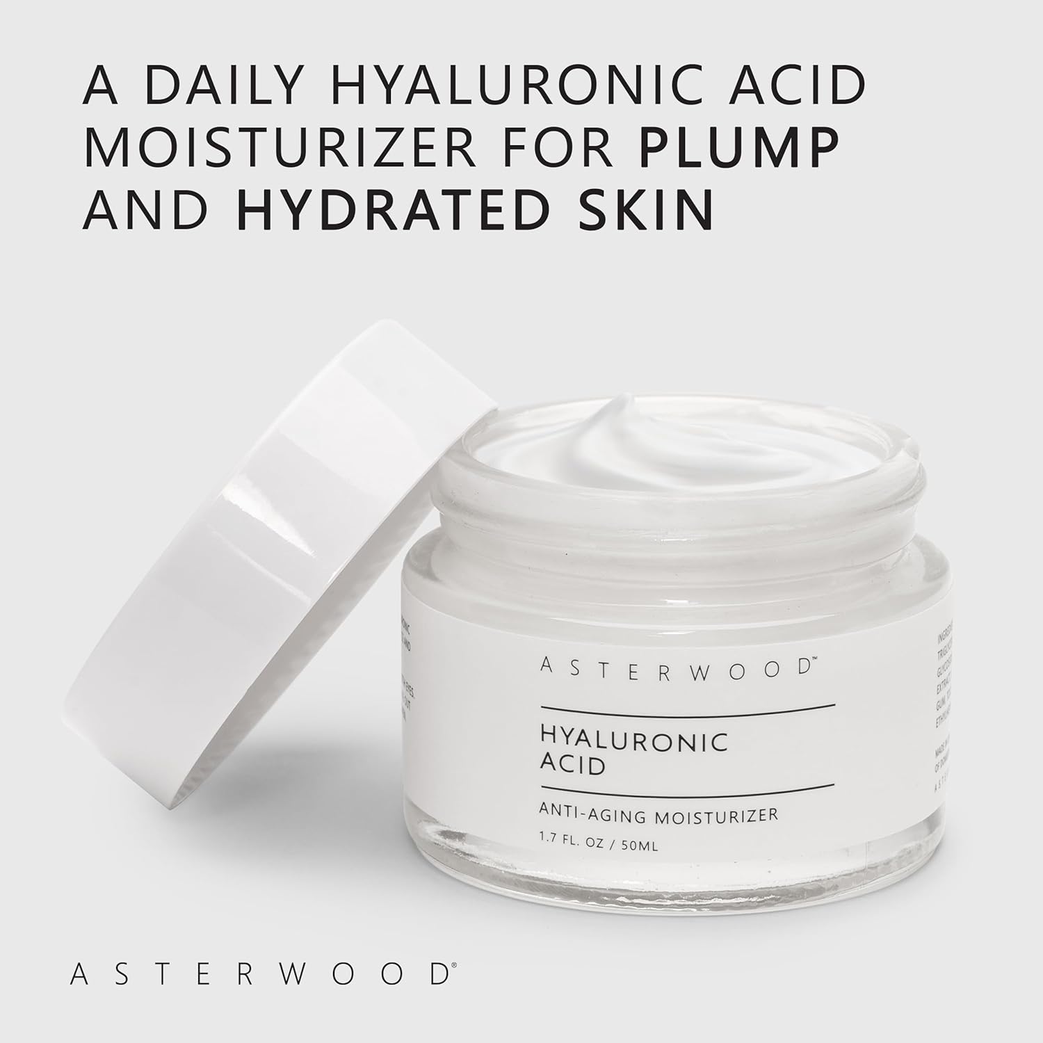Asterwood Hyaluronic Acid Moisturizer - Anti-Aging, Wrinkle Reducing, Moisturizing, Hydrating - Fragrance-Free, Non-Comedogenic - 1.7 Fl Oz-BrightBean Baby
