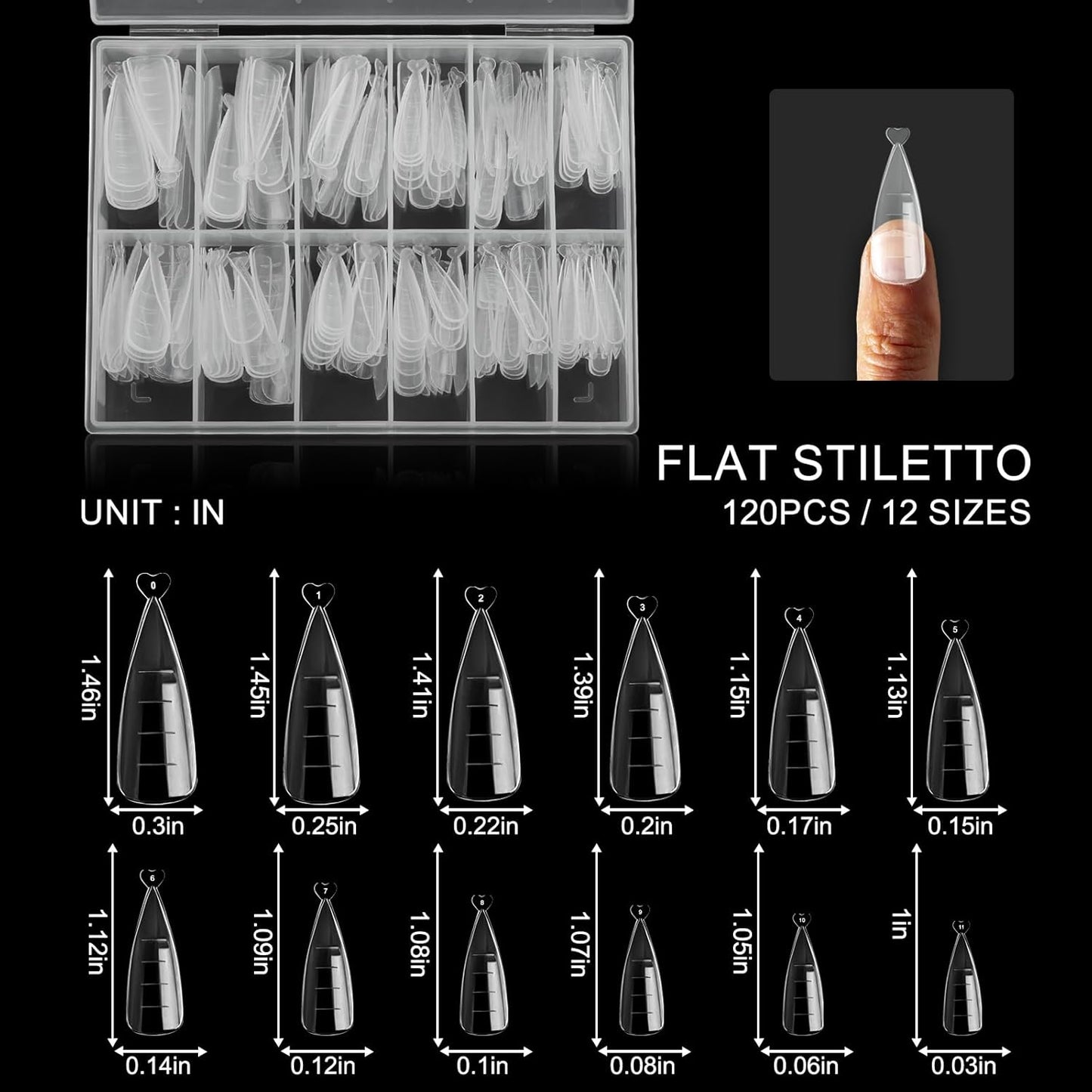 120Pcs Dual Nail Forms,Flat Stiletto Extension Poly Nail Gel Nail Forms Full Cover Reusable Nail Molds 12 Sizes for Solid Nail Gel Glue Nail Art Design Salon&DIY-BrightBean Baby