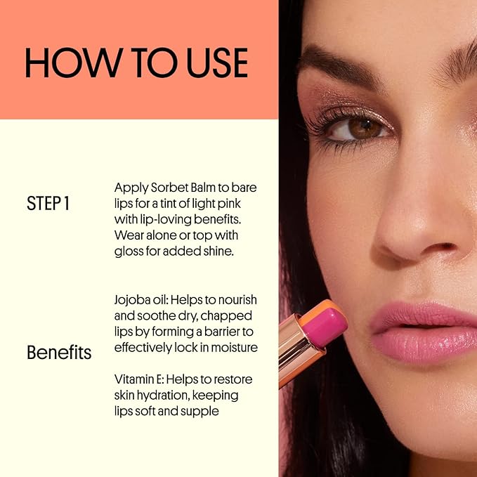 Winky Lux Sorbet Tri-Color Tinted Lip Balm – Hydrating Lip Balm, Sheer Pink Tint, Nourishing Lip Care with Jojoba Oil & Vitamin E, Moisturizes & Softens Dry Lips, Buttery Soft with Pink Coconut Scent-BrightBean Baby