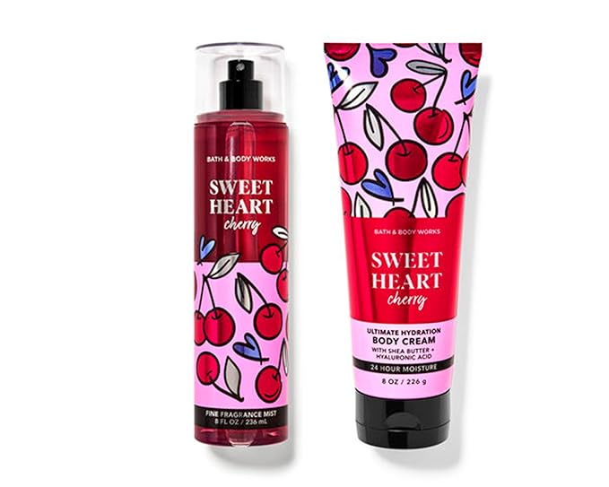 BBW - Bath and Body - SweetHeart Cherry - 2 pc Bundle - Duo - Fine Fragrance Mist 8 oz. ULtimate Hydration Body Cream 8 oz. - 2 Piece Set-BrightBean Baby