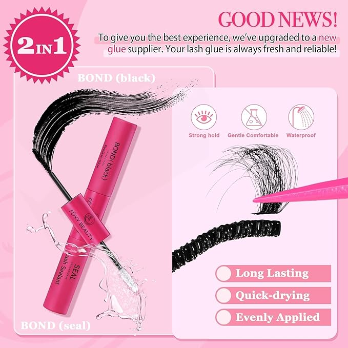 Lash Clusters - Lash Clusters Kit Lash Extension Kit with Lash Bond and Seal Cluster Eyelash Extensions Eyelash Clusters 20D30D40D50D-0.07D Lashes Clusters Eyelash Extension Kit DIY at Home Eyelashes-BrightBean Baby