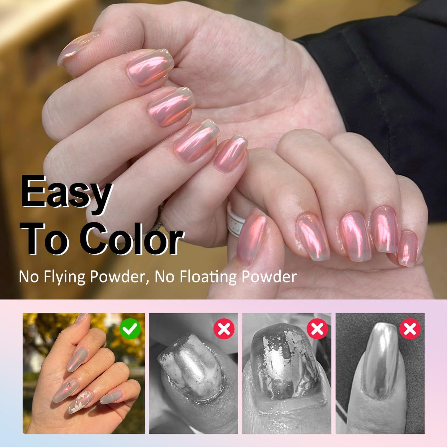 Upgrade Orange Chrome Nail Powde: 1Pcs Glazed Magic Mermaid White Chrome Nail powder,Aurora Metallic Effect Pearl Chrome Nail Powder Pigment for Design Home Nail Art Decoration DIY-BrightBean Baby