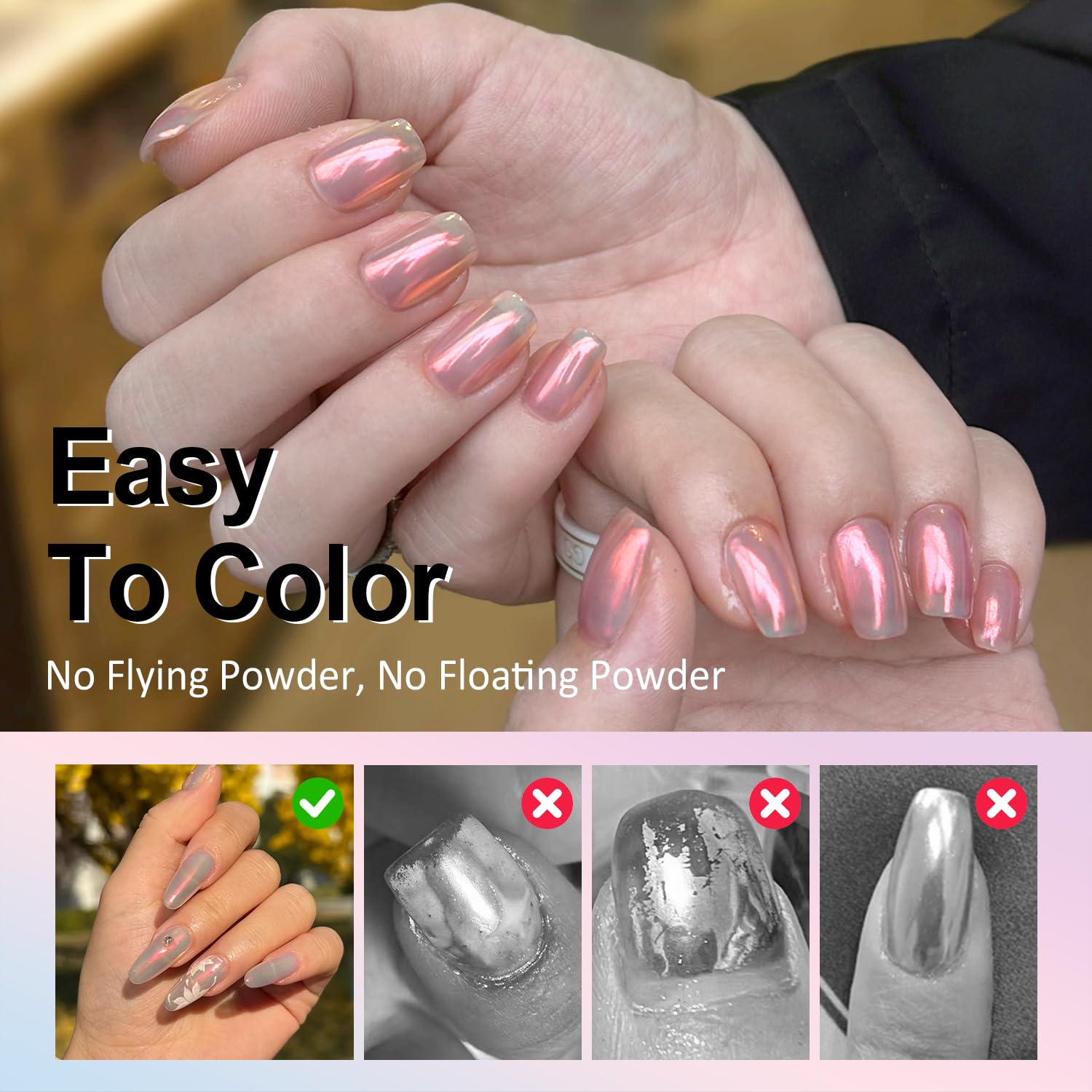 Upgrade Orange Chrome Nail Powde: 1Pcs Glazed Magic Mermaid White Chrome Nail powder,Aurora Metallic Effect Pearl Chrome Nail Powder Pigment for Design Home Nail Art Decoration DIY-BrightBean Baby