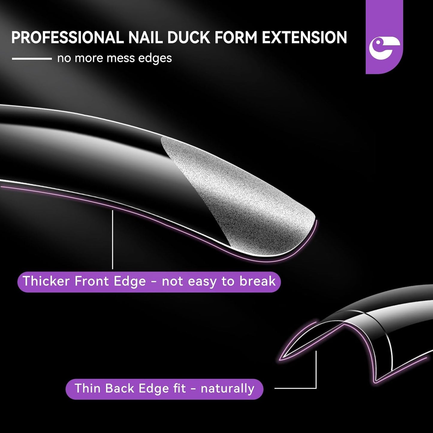 Gelike EC Duck Dual Forms for Extension: 120 Pcs Color Nail Form, 12 Size Nail Forms For Builder, Half Matte Gel Forms For Manicure Art Design Salon Diy-BrightBean Baby