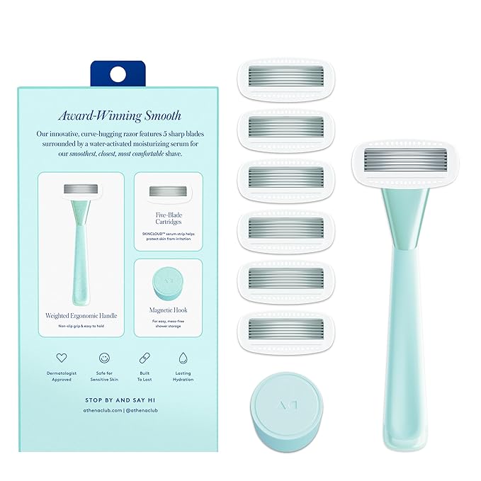 Women's Razor Shave Kit, 1 Mint Razor Handle + 6 Blade Refills-BrightBean Baby