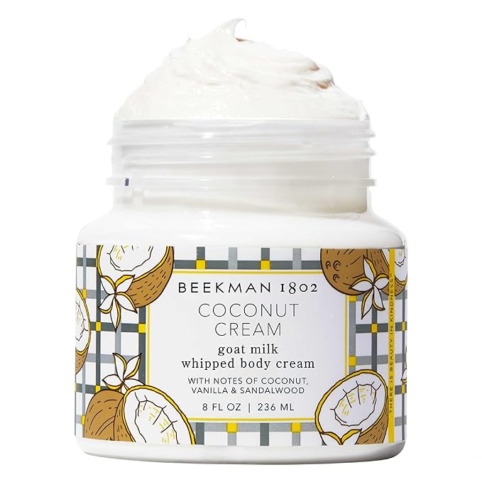 Beekman 1802 Coconut Cream Whipped Body Cream - Scented - 8 oz - Moisturizes, Soothes & Softens - With Coconut Oil & Mango Seed Butter - Microbiome Friendly - No Irritation - Good for Sensitive Skin-BrightBean Baby