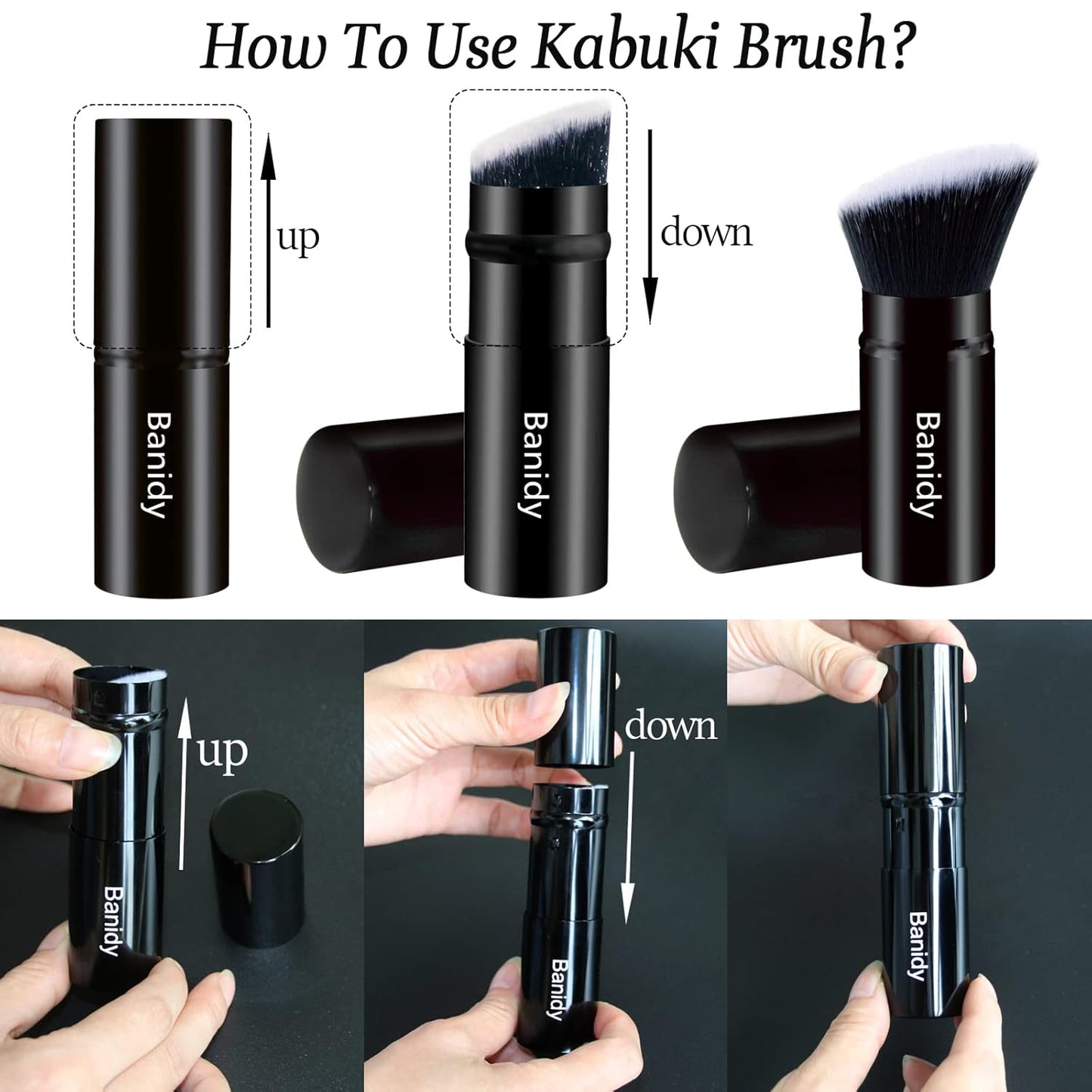 Makeup Brush Kabuki Face Brushes Retractable Travel Blush Kabuki Brush Portable Flawless for Foundation, Powder Blush, Bronzer, Buffing, Liquid, Cream, Cruelty Free with Cover(1PCS)-BrightBean Baby