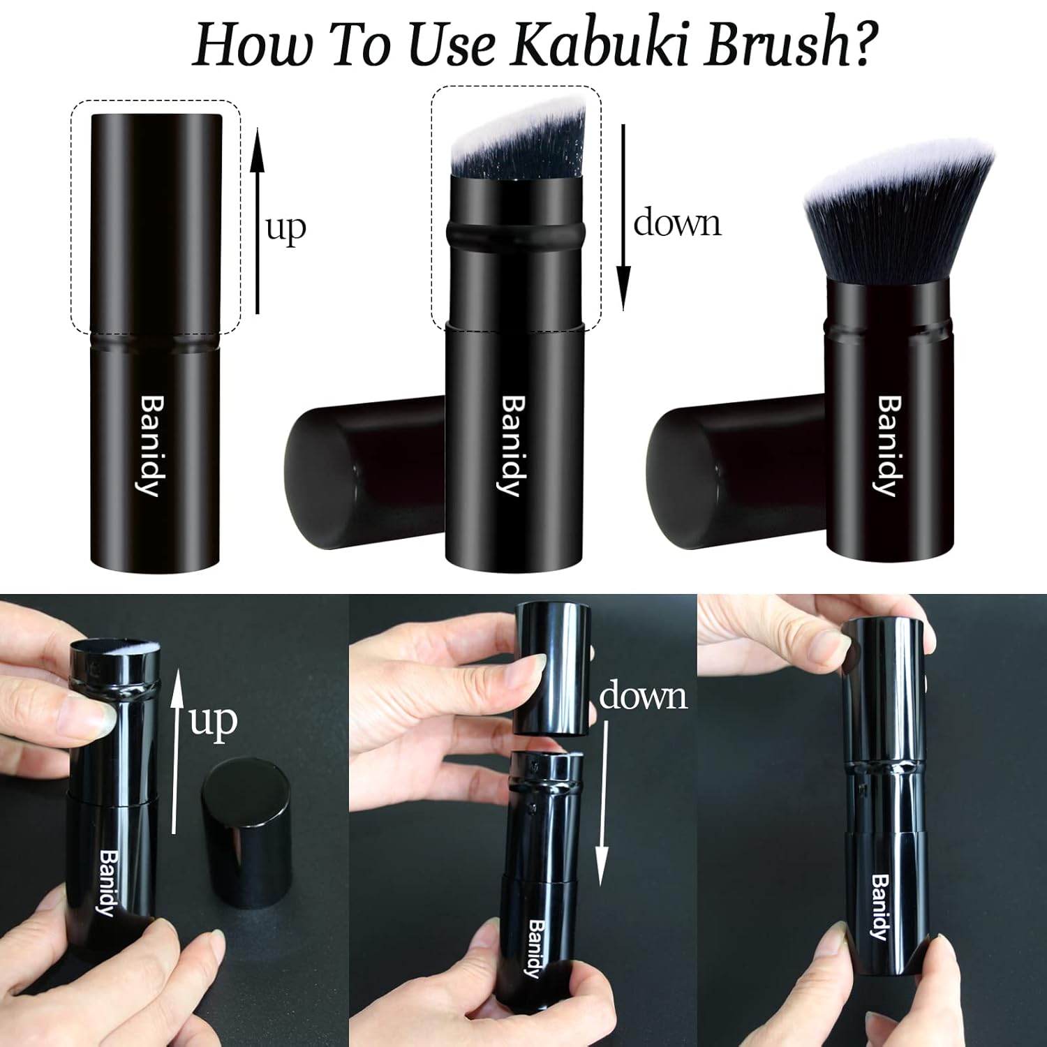 Makeup Brush Kabuki Face Brushes Retractable Travel Blush Kabuki Brush Portable Flawless for Foundation, Powder Blush, Bronzer, Buffing, Liquid, Cream, Cruelty Free with Cover(1PCS)-BrightBean Baby
