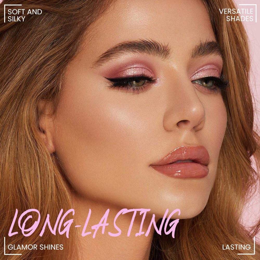 6-Color Pink Champange Purple Matte & Shimmer Eyeshadow Palette with Mirror – Highly Pigmented, Long-Lasting Eye Makeup for Artists & Creative Looks (03#)-BrightBean Baby