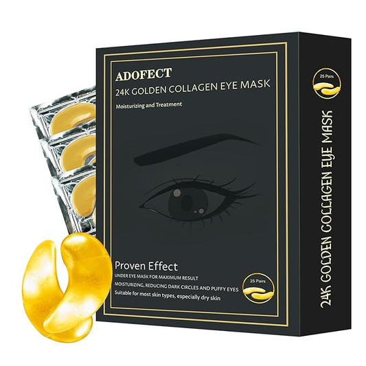 25 Paris Under Eye Patches Eye Mask for Puffy Eyes, Reducing Dark Circles, Anti-Aging & Refreshing, Collagen Eye Mask Eye Pads for Skin Care, 24K Gold-BrightBean Baby