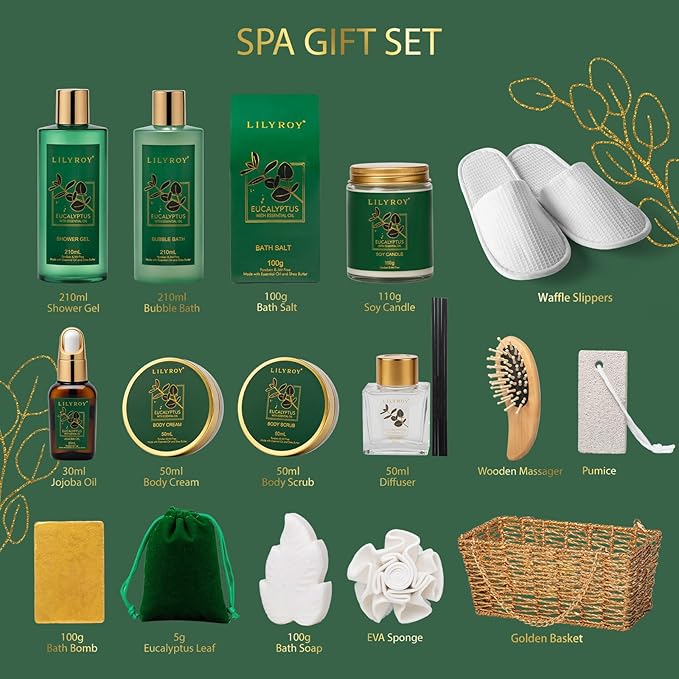 18-Piece Luxury Spa Gift Basket Set for Fathers Day Bath & Body Care Kit for Women & Men Perfect Gift for Christmas Mother's Day Birthday with Shower Gel & More Great for Holidays & Special Occasions-BrightBean Baby
