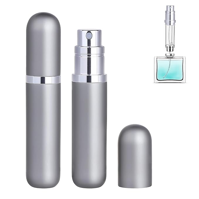 Travel Refillable Perfume Atomizer Bottle 2-Pack 5ml Leakproof Travel Perfume Refillable Bottle (Gray & Gray)-BrightBean Baby