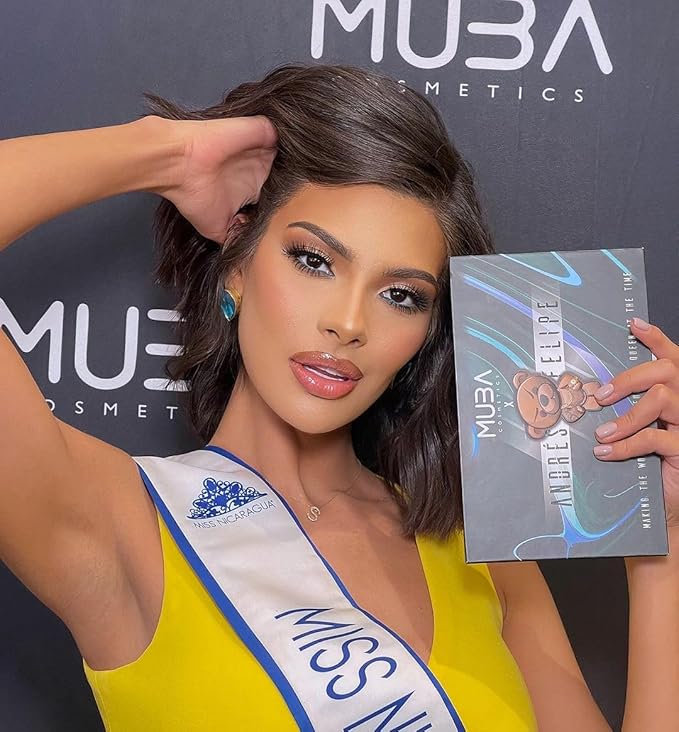 MUBA COSMETICS Andrés Felipe All in One Makeup Palette - Face Makeup Set with 12-Color Matte & Shimmer Eyeshadow Palette with Face Highlighter, Makeup Blush, Contour Powder-BrightBean Baby