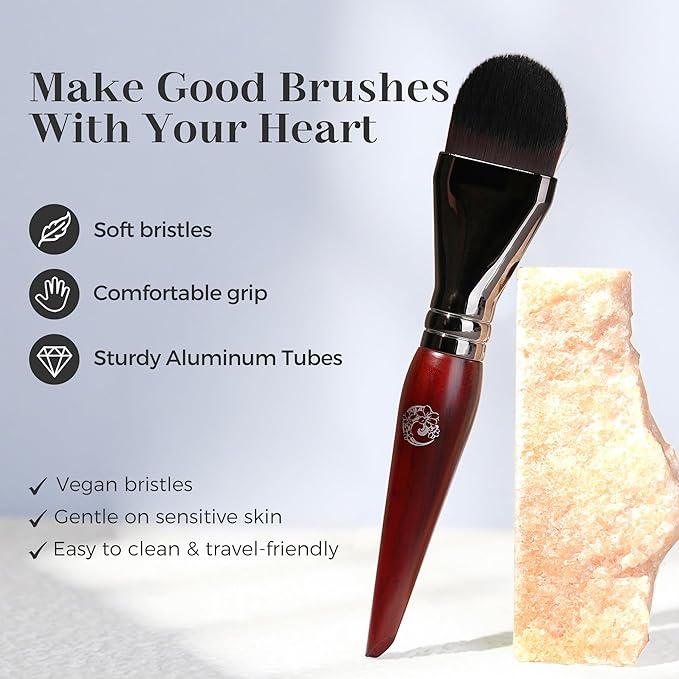 ENERGY Foundation Brush for Liquid Makeup DIY Facial Mask Premium Soft Bristles Contour Face Brush for Blending Liquid, Cream, Eye Mask, Under Eye Concealer Vegan Flat Cosmetic Makeup Tool-BrightBean Baby