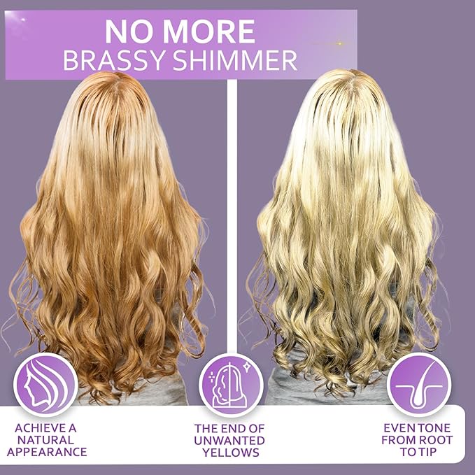 Purple Shampoo - Toner for Blonde Hair - Sulfate and Paraben Free - More Balanced Color Treated, Bleached, Silver, White and Gray Hair - No More Orange, Straw Yellow and Brassy Tones - Women and Men-BrightBean Baby