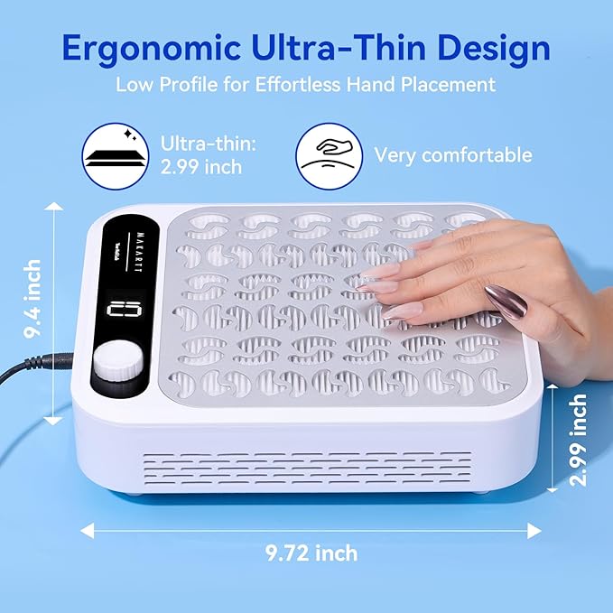 Makartt Nail Dust Collector - Professional Powerful Suction Larina Dust Collector Nail Tech LED Display, Adjustable Speed Reusable Filter, Strainer Panel for Acrylic Nail Polishing Manicure Salon Home-BrightBean Baby