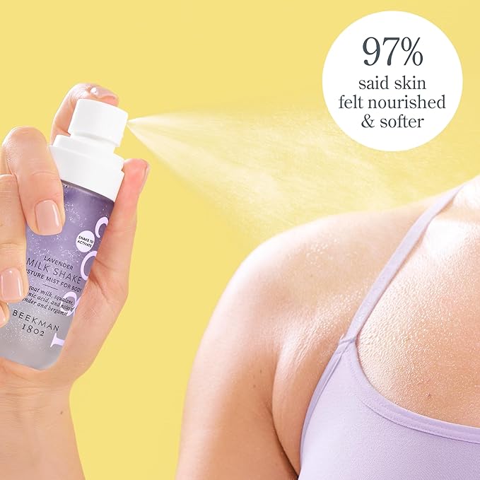 Beekman 1802 Lavender Milk Shake - Body Mist - 2.0 fl. oz - With Hyaluronic Acid & Jojoba Oil - Instantly Moisturizes, Hydrates & Softens - Good for Sensitive Skin - Cruelty Free-BrightBean Baby