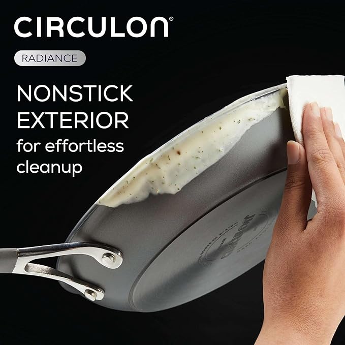 Circulon Radiance Hard Anodized Nonstick Frying / Fry Pan Set / Skillet Set - 8.5 Inch, 10 Inch, and 12.25 Inch , Gray