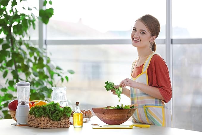 Large Wooden Salad Bowl Set - 1/2" Thick Mango Wood Serving Bowl with Utensils, Rustic Wooden Mixing Bowls, Decorative Kitchen Dinnerware for Popcorn, Pasta, & Chips, Dishes - 12 Inch