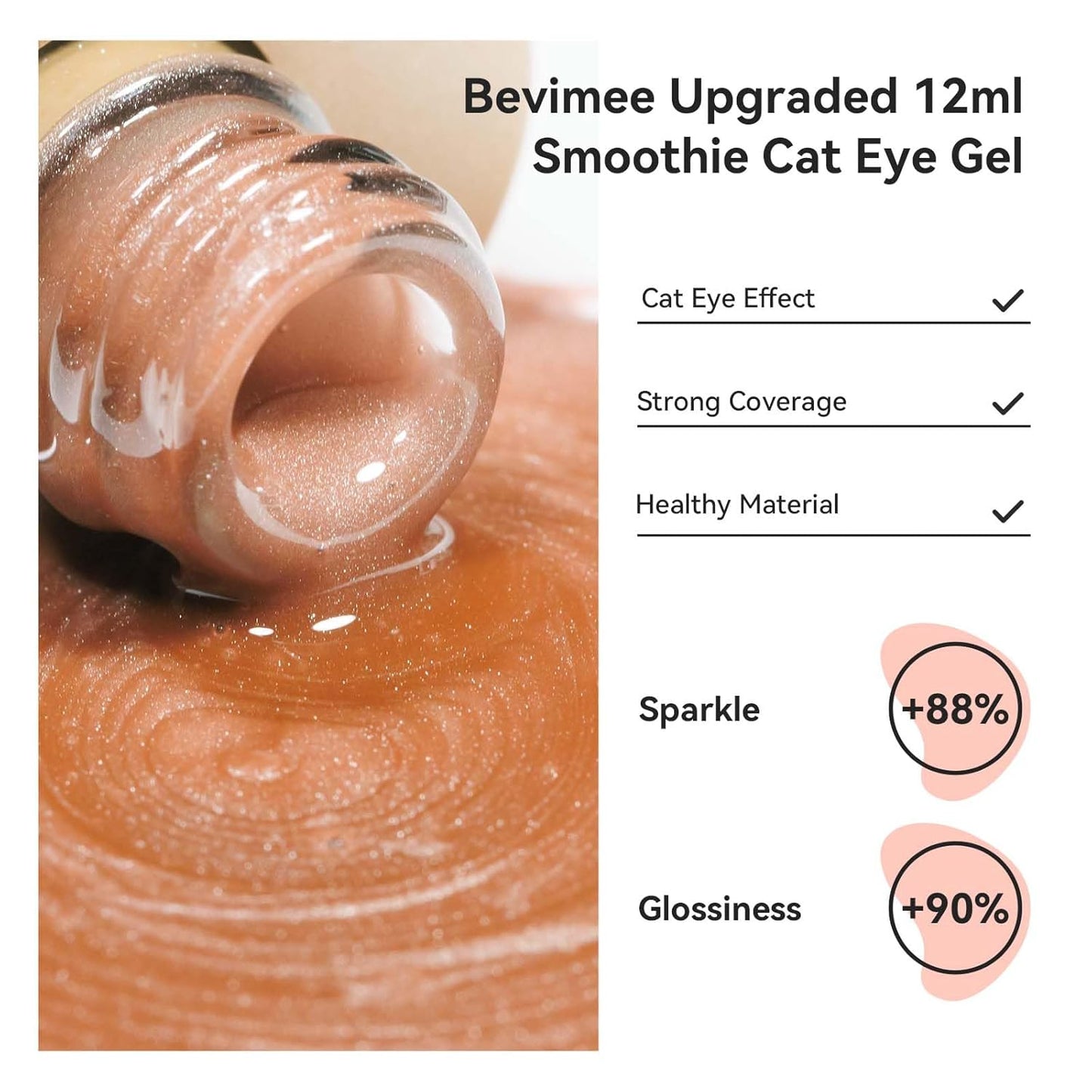 Cat Eye Gel Nail Polish, Moonlight Cateye Gel Polish 12ML Magnetic Nail Polish Holographic Glitter Mirror Glass Ceramics Smoothie UV Gels for Nail Art Manicure DIY at Home 1PC-BrightBean Baby