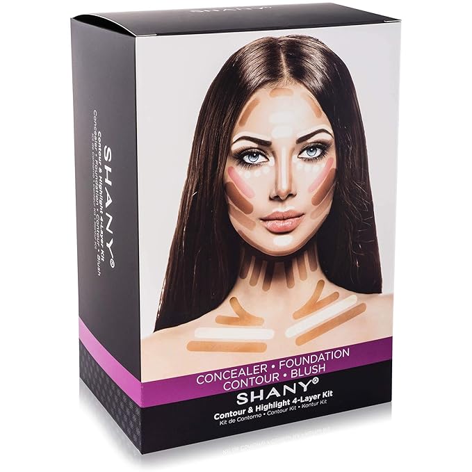 SHANY 4-Layer Contour and Highlight Makeup Kit - Set of Concealer Palette, Color Corrector, Makeup Foundation Palette, Contour Highlight, and Blush Palettes Sets-BrightBean Baby