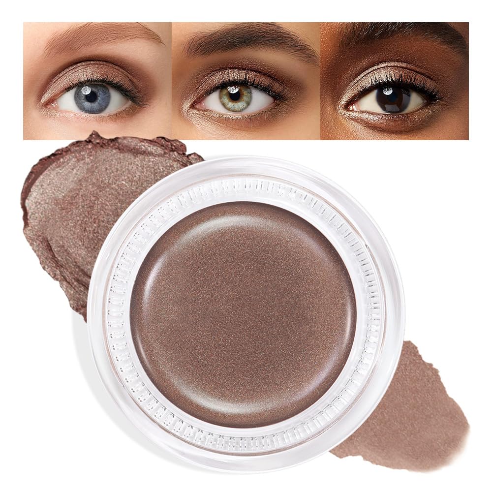 Cream Glitter Bronze Shimmer Metallic Eyeshadow Palette Makeup, Natural Single Mini Instant Holographic Eyeshadow For Women, Sombras Crema Para Ojos, Talc, Paraben & Cruelty Free, 20-BrightBean Baby