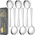 6 Piece Stainless Steel Serving Spoons Set - 3 Large, 3 Slotted, 9.2-Inch, Dishwasher Safe, for Parties/Kitchen/Buffet/Catering