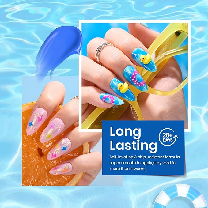 Beetles Gel Nail Polish Set, 6 Colors Bright Rainbow Nail Art Orange Blue Pink Green Neon Gel Polish Kit Soak Off UV Gel DIY Nail Art for Women Pool Party Holiday Manicure-BrightBean Baby