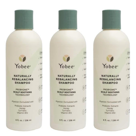 Yobee Naturally Rebalancing Shampoo | Dry, Flaky & Itchy Scalp Care with Para Probiotics, Organic Honey & Turmeric, Vitamin B12 & Oat Extracts | Dandruff & Psoriasis Relief (3 Bottles)-BrightBean Baby