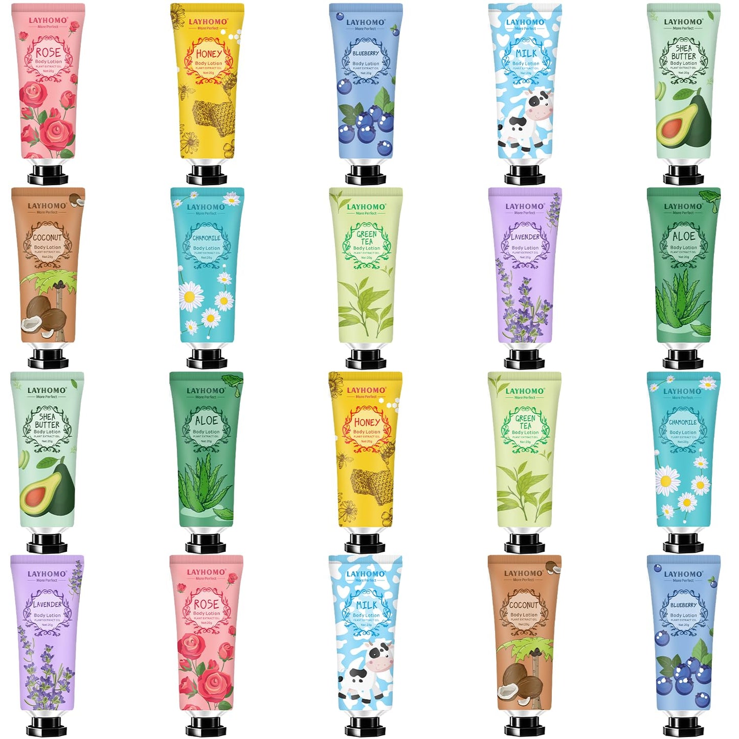 20 Pack Mini Body Lotion Gift Bulk for Dry Skin,Travel Size Small Body Cream With Shea Butter Natural Fragrance Moisturizing Body Lotion for Women Men,Stocking Stuffers Christmas Thank You Gift-BrightBean Baby