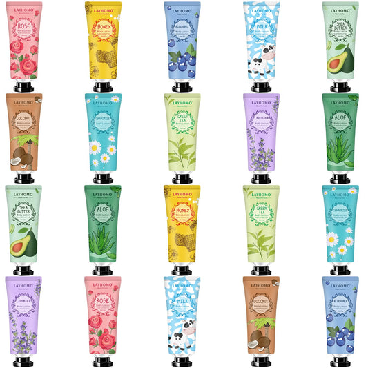 20 Pack Mini Body Lotion Gift Bulk for Dry Skin,Travel Size Small Body Cream With Shea Butter Natural Fragrance Moisturizing Body Lotion for Women Men,Stocking Stuffers Christmas Thank You Gift-BrightBean Baby