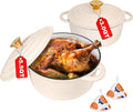 Romswi Enameled Cast Iron Dutch Oven Set - 3qt & 5.5qt Dual Combo White