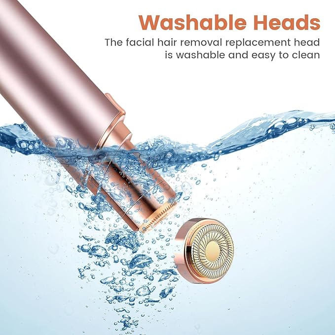 Facial Hair Remover for Women- as Seen on TV Painless Face Shaver -Mini Hair Remover, Electric Razor Shaver Portable Bikini Epilator for Lips, Chin, Armpit, Peach Fuzz, Fingers, Neck, Cheek(Champagne-BrightBean Baby