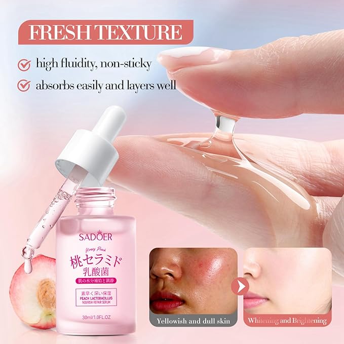 Peach Skincare Sets For Teen Girls, Complete Skin Care Routine With Facial Moisturizer, Face Cleanser, Face Mask, Peach Serum, Hand Cream & Toner, 7-In-1 Facial Skincare Set For Women-BrightBean Baby