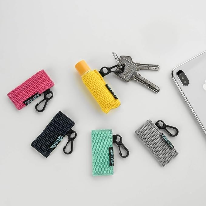 Beautyflier Cute Elastic Lip Balm Holder Keychain, Lipstick Sleeve Chapstick Sleeve Holder for Burts Bees Chapstick-BrightBean Baby