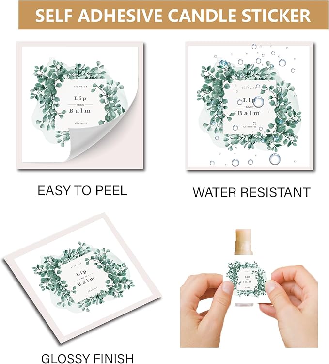 CRASPIRE 80Pcs 8 Styles Labels for Lip Balm Coated Paper Paster Tropical Plants Square Tubes Lip Balm Labels Stickers Natural Homemade Self-Adhesive Stickers Logo for Containers Cosmetics Lipsticks-BrightBean Baby