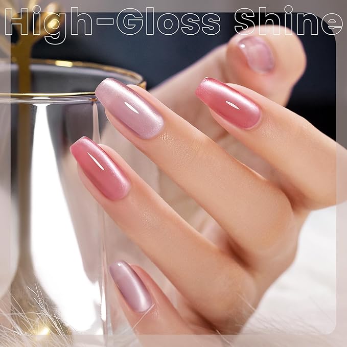 RARJSM Nude Glitter Cat Eye Gel Nail Polish Set 6Pcs Ceramics Pink Light Purple Brown Velvet Shimmer Smoothie Cateye Gel Polish with Magnetic Stick UV LED Curing Require Home Salon Nail Design-BrightBean Baby